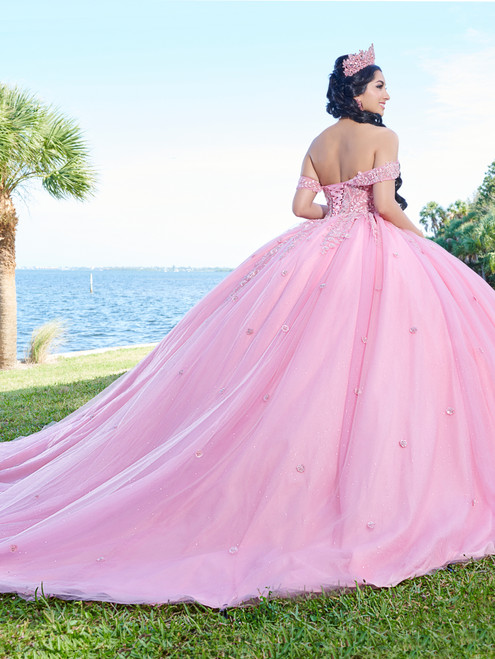 Fiesta Gowns 56490 Lace Tulle Off Shoulder Sleeve Ball Gown