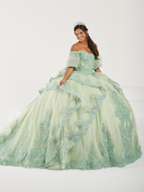 Fiesta Gowns 56492 Lace Tulle Off Shoulder Sleeve Ball Gown