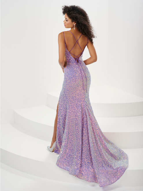 Panoply 14178 Sequin Spaghetti Strap Plunging Neck Gown