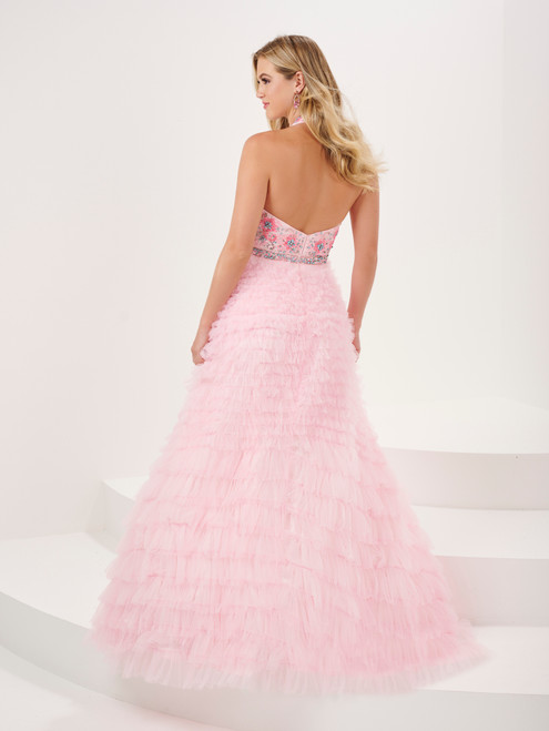 Panoply 14190 Beaded Tulle Sleeveless Halter Long Gown