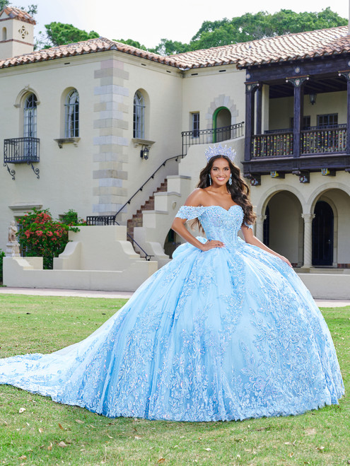 Quinceanera 26072 Floral Lace Tulle Sweetheart Neck Gown
