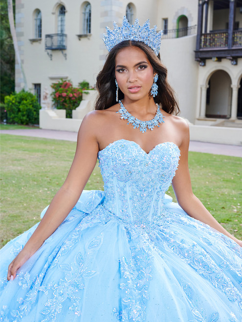 Quinceanera 26072 Floral Lace Tulle Sweetheart Neck Gown