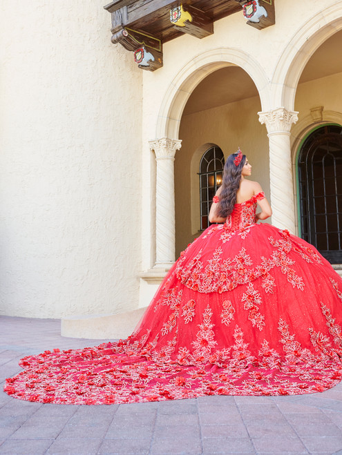 Quinceanera 26073 Floral Lace Tulle Sweetheart Neck Gown