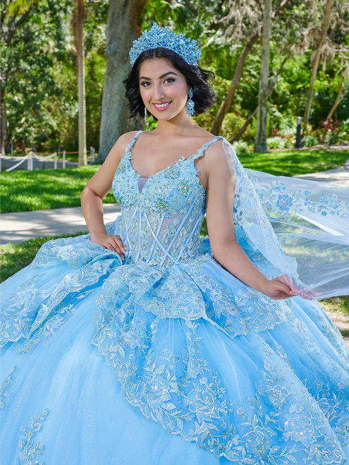 Quinceanera 26077 Lace Tulle Spaghetti Strap Neck Ball Gown