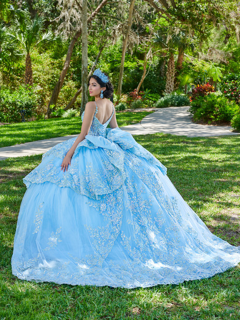 Quinceanera 26077 Lace Tulle Spaghetti Strap Neck Ball Gown