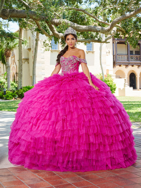 Quinceanera 26081 Lace Tulle Off Shoulder Sleeve Ball Gown