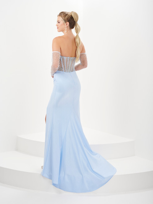 Tiffany Designs 16050 Pearl Embellished Mesh Long Dress