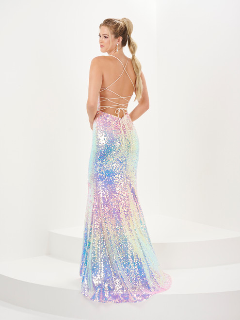 Tiffany Designs 16051 Ombre Sequins Scoop Neck Long Dress