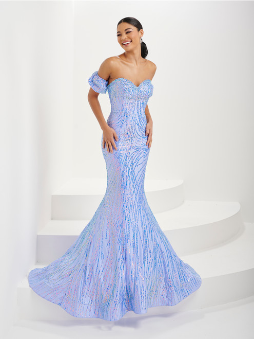 Tiffany Designs 16071 Swirling Lines Jersey Long Dress