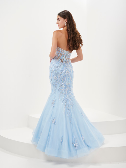 Tiffany Designs 16074 Beaded Floral Tulle Long Ball Gown