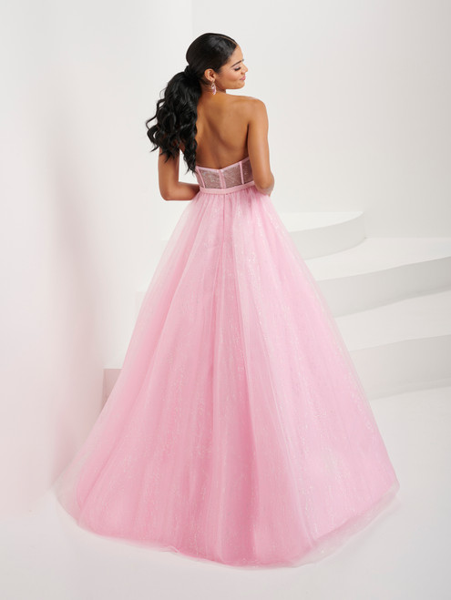 Tiffany Designs 16083 Glitter Tulle Strapless Long Dress