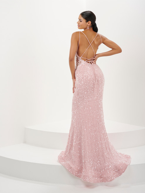 Tiffany Designs 16110 Sequin Velvet Sleeveless Long Dress