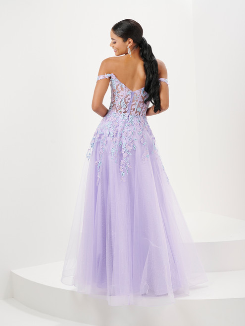 Tiffany Designs 16113 Sparkle Tulle Off Shoulder Long Dress