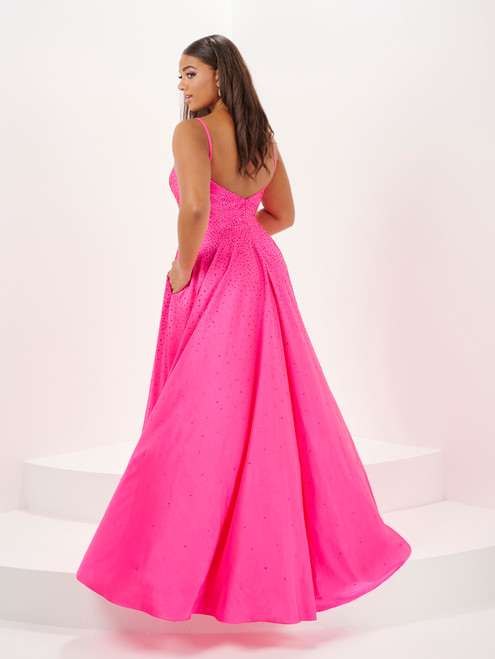 Tiffany Love 16122 Sparkle Stone Jersey V-Neck Long Dress