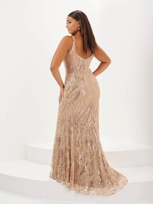 Tiffany Love 16124 Swirling Embellished Mesh Long Dress