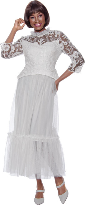 Terramina 7146 Sheer Overlay Tulle Skirt Church Dress