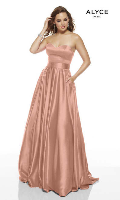 Alyce Paris 1427 Luminous Satin Strapless A-line Long Dress