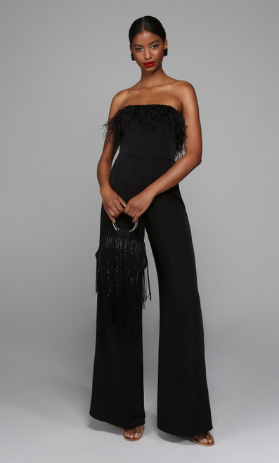 Alyce Paris 1706 Strapless Feather Accents Long Jumpsuit