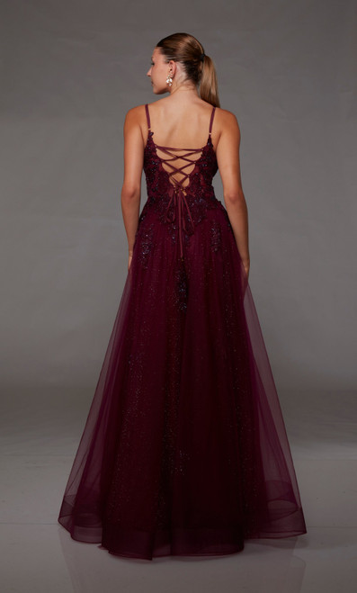 Alyce Paris 1824 Lace-glitter Tulle Plunging Neckline Dress