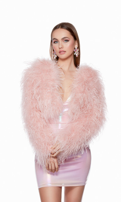 Alyce Paris 700 Feathers Neon Cropped Formal Short Jacket
