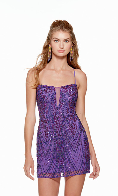 Alyce Paris 4671 Hand Beaded Plunging Neckline Short Dress