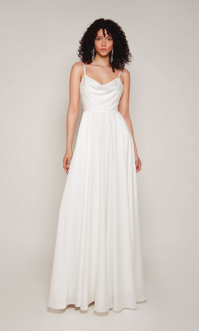 Alyce Paris 7100 Perfect Satin Cowl Neck Long Wedding Dress