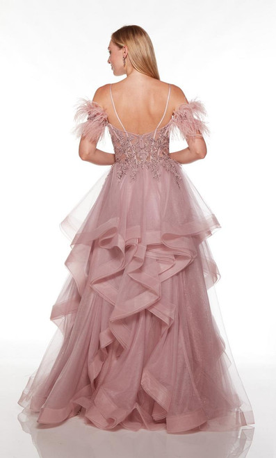 Alyce Paris 61474 Lace Glitter Tulle Scooped Neckline Dress