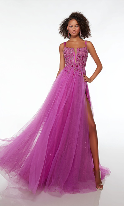 Alyce Paris 61513 Beaded Lace Glitter Tulle Corset Dress