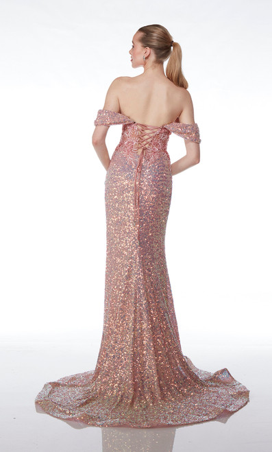Alyce Paris 61557 Sequins Off The Shoulder Iridescent Dress