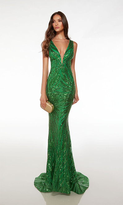 Alyce Paris 61566 Sequins Plunging Neck Sleeveless Dress