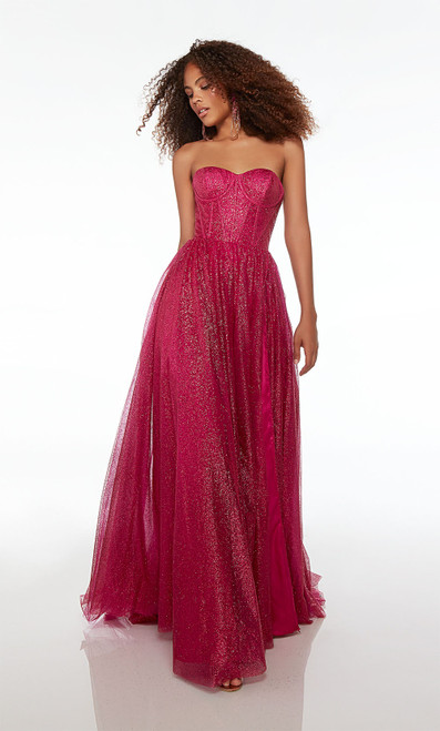 Alyce Paris 61601 Glitter Tulle Strapless A-line Long Dress