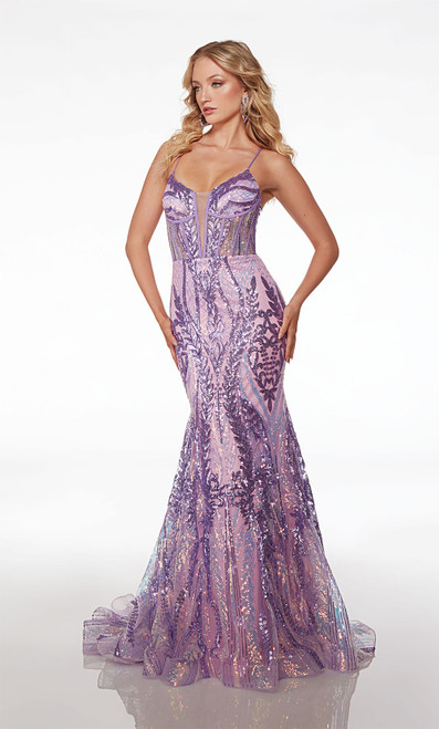 Alyce Paris 61656 Sequins Plunging Neckline Mermaid Dress