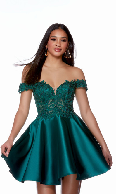 Alyce Paris 3141 Mikado Off The Shoulder A-line Short Dress