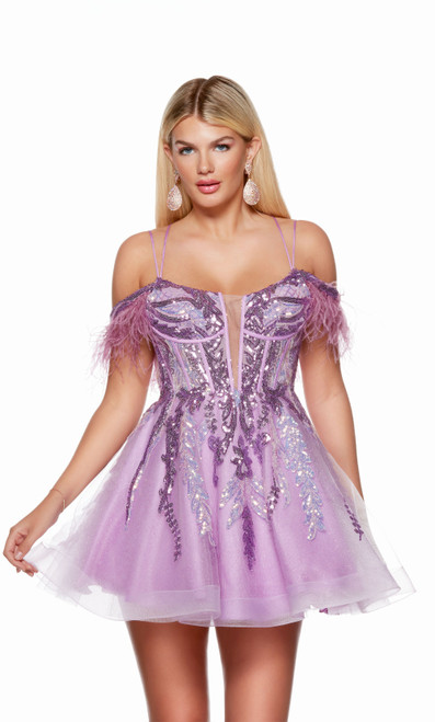 Ruby, Lilac Corset Strapless Short Tulle Homecoming Dress