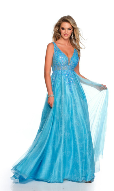 Dave & Johnny 11377 Low V-neck Sleeveless A-line Ball Gown