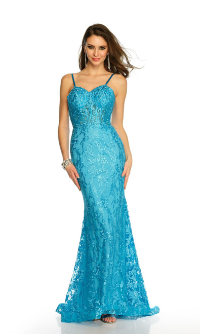 Dave & Johnny 11161 Glitter Print Sweetheart Neck Prom Dress