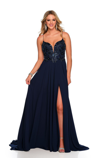 Dave & Johnny 11241 Low V-neck Sleeveless Formal Long Dress