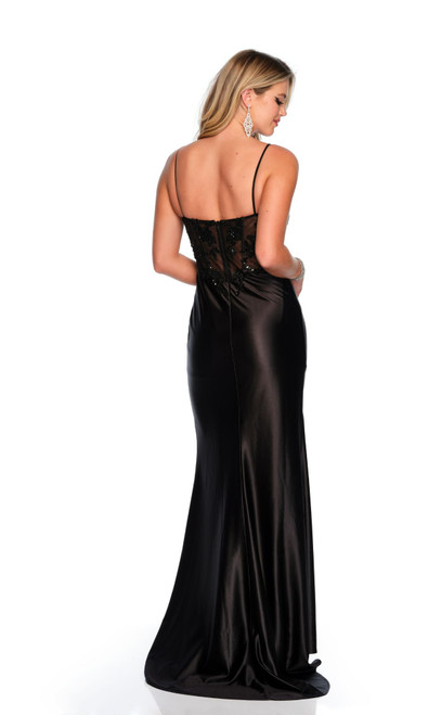 Dave & Johnny 11330 Scoop Neck Sheer Embellished Long Dress