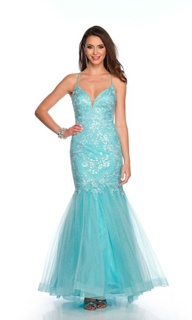 Dave & Johnny 11372 V-neck Sleeveless Fitted Mermaid Dress