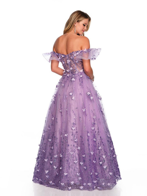 Dave & Johnny 11607 Off Shoulder Sheer Bodice Long Ball Gown