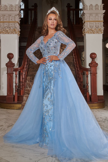 Portia and Scarlett PS22905 Tulle Beaded Long Sleeve Dress