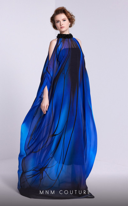 MNM Couture NA0101 High Neckline Floor Length Dress