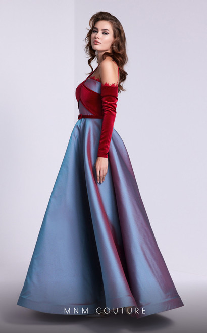 MNM Couture N0560 V-Neck Off Shoulder Sleeve Dress