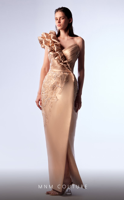 MNM Couture G1733 One Shoulder Fitted Long Dress