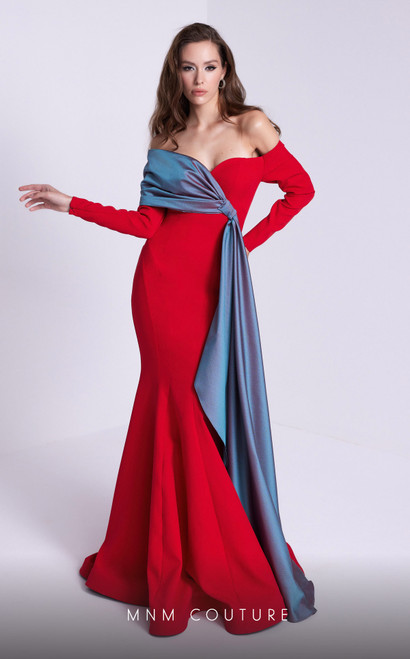 MNM Couture N0561 Off Shoulder Long Sleeves Dress