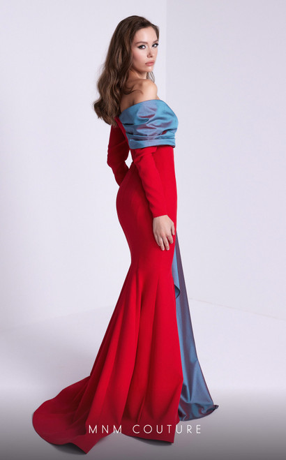 MNM Couture N0561 Off Shoulder Long Sleeves Dress