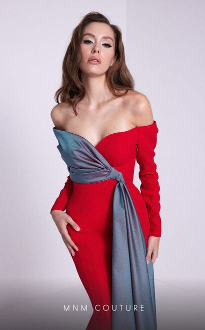 MNM Couture N0561 Off Shoulder Long Sleeves Dress