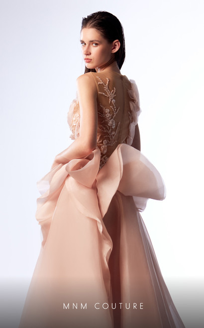 MNM Couture G1723 Illusion Neckline Sleeveless Dress