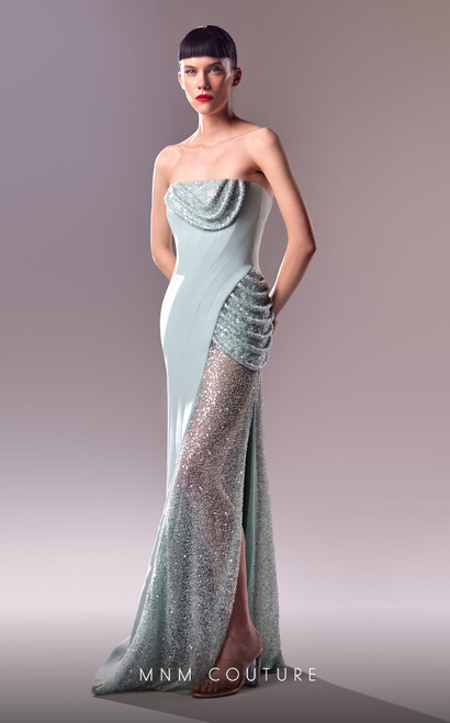 MNM Couture G1613 Strapless Straight Neck Fitted Dress