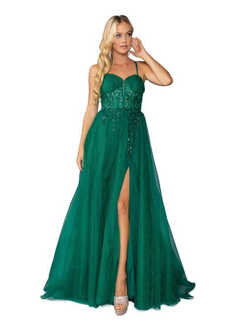 Dancing Queen 4393 Tulle Embellished Bodice Sleeveless Gown